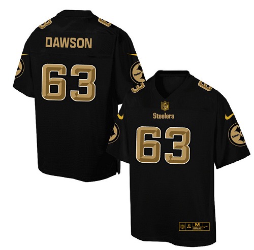 Men's Elite Dermontti Dawson Nike Jersey Black - #63 Pro Line Gold Collection NFL Pittsburgh Steelers